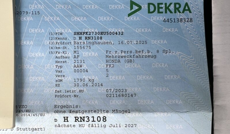 HONDA CIVIC IX SPORT 1.8 142KM – KLIMATRONIC – KAMERA COFANIA – SERWIS – FABRYCZNY LAKIER full